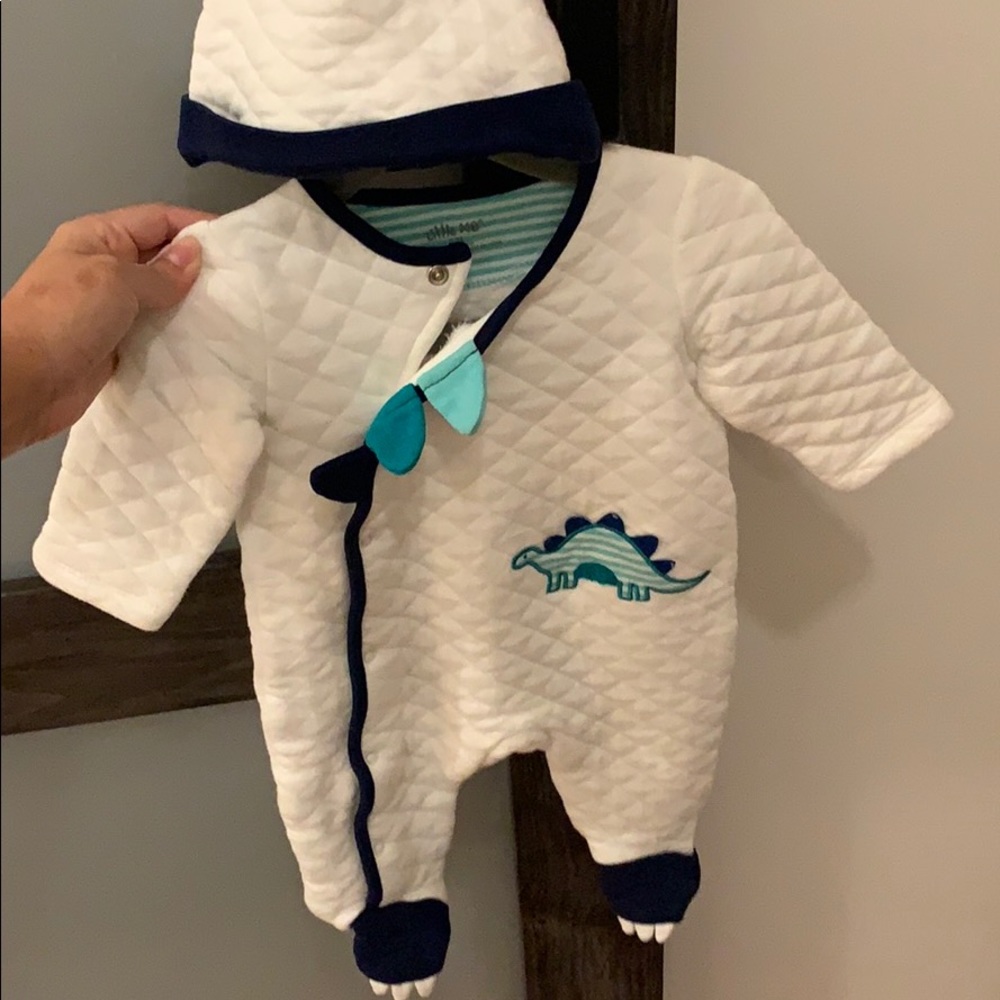 Little Me infant one piece suit with hat